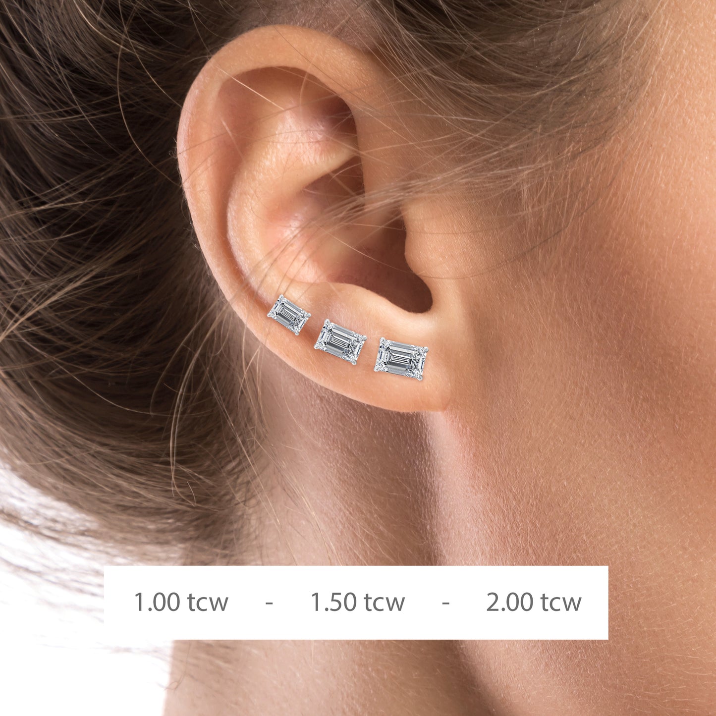 Emerald Cut 4-Claw Studs