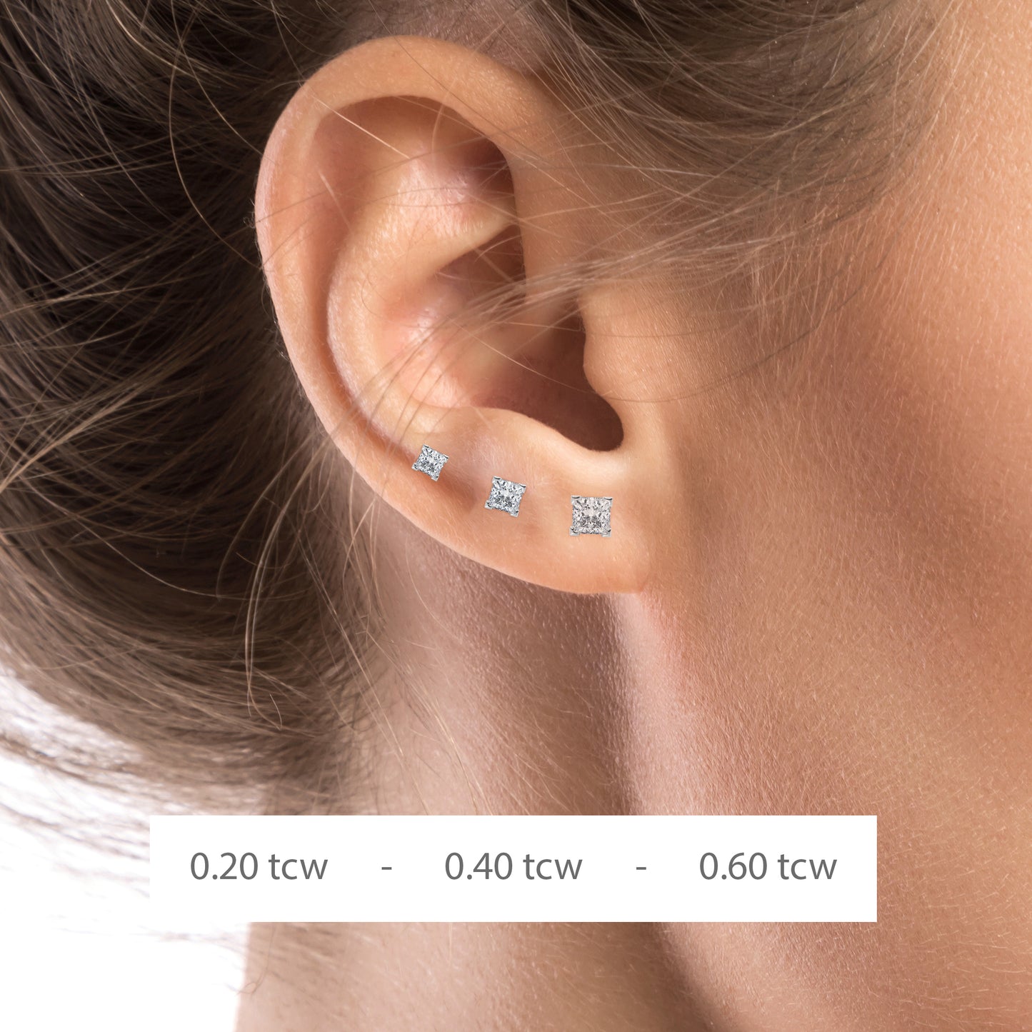 Princess Cut 4-Claw Studs