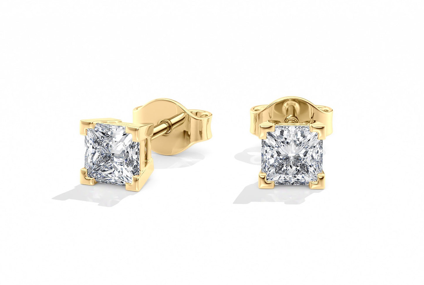 Princess Cut 4-Claw Studs
