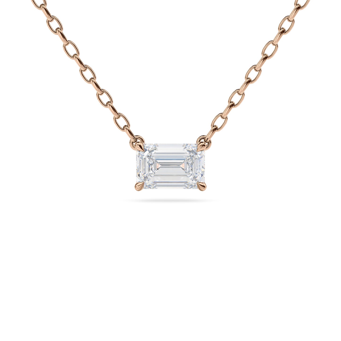 Emerald Cut 4-Claw Pendant