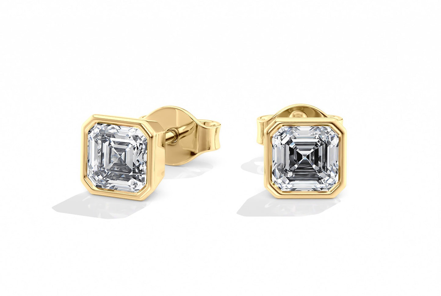 Asscher Cut Rubover Studs